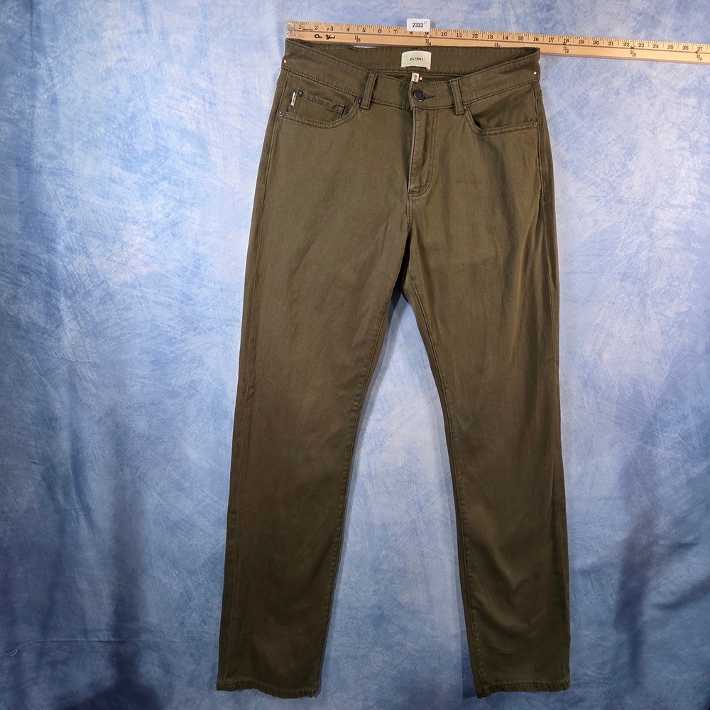 DL1961 Mens Slim Straight‎ Leg Pants Olive Green 32x34 Stretch Chino Denim
